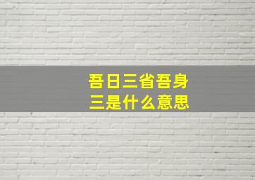 吾日三省吾身 三是什么意思